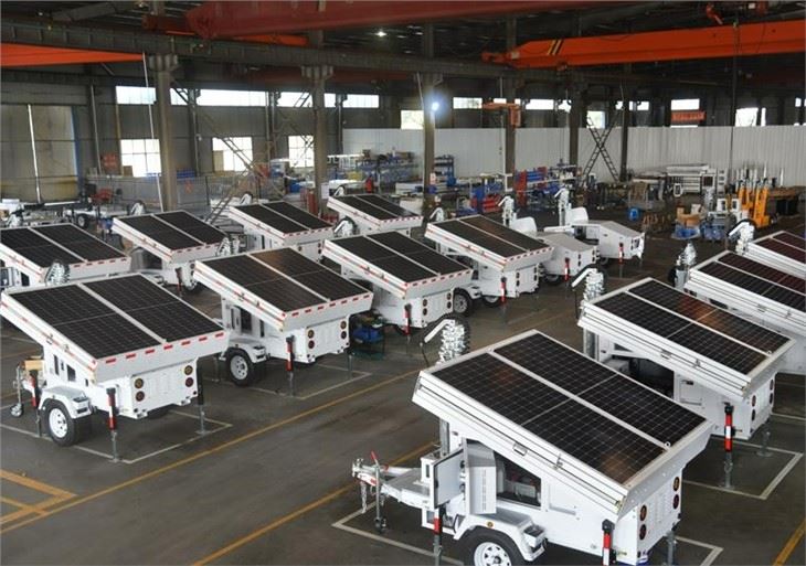 Hydraulic Lifting Solar Light Tower Trailer